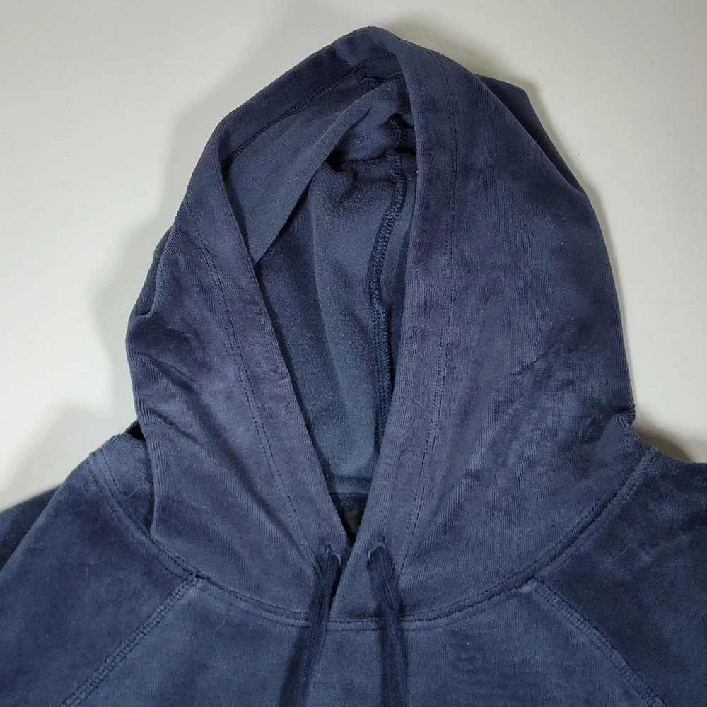 J.‎ Crew Womens Navy Blue Relaxed Fit Velour Pullover Hoodie Sweatshirt Medium